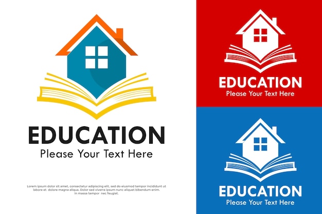 Ilustración de la plantilla del logotipo del diseño de la escuela en el hogar