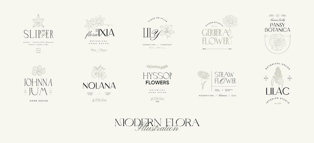 Ilustración de plantilla de logotipo de flor vintage para marca