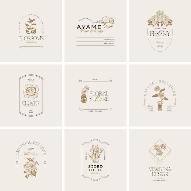 Ilustración de plantilla de logotipo de flor vintage para marca