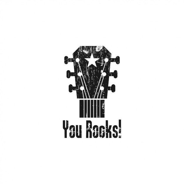 Ilustración de plantilla de logotipo de guitarra de rock