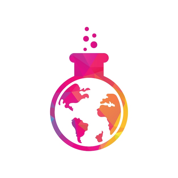 Ilustración de plantilla de logotipo de laboratorio mundial Diseño de icono de logotipo de laboratorio mundial