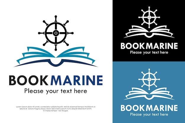 Ilustración de la plantilla del logotipo del libro de diseño marino