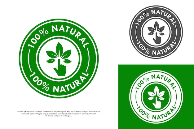 Ilustración de la plantilla de logotipo natural del 100 por ciento