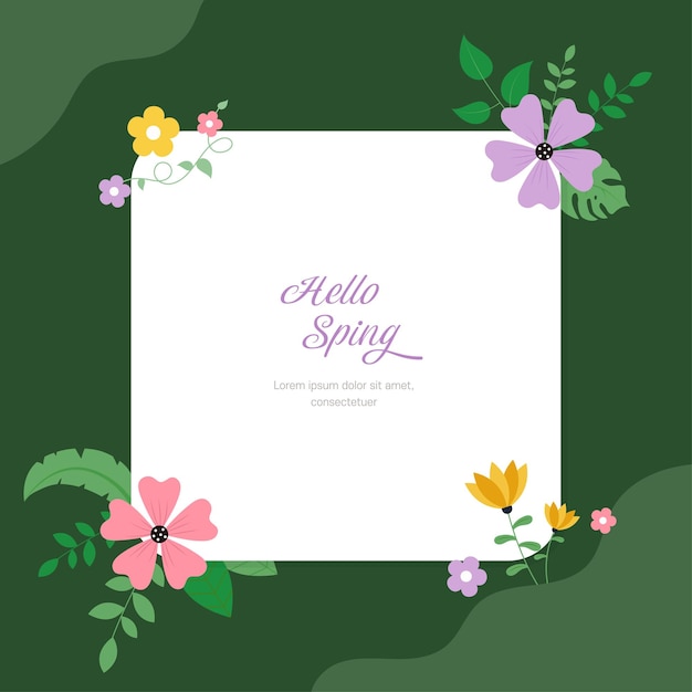 Ilustración de plantilla de marco de flores de primavera