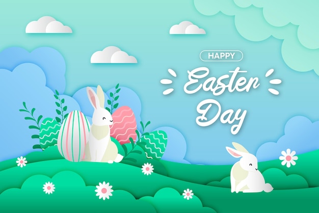 Vector ilustración y plantilla de pascua en papel