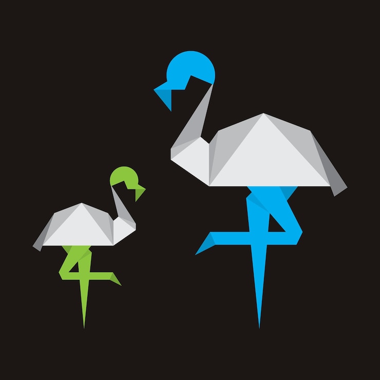Vector ilustración de plantilla de símbolo de icono de vector de diseño de logotipo de origami de flamenco