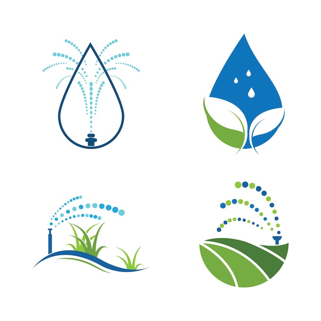 Ilustración de plantilla de símbolo de icono de vector de diseño de logotipo de riego