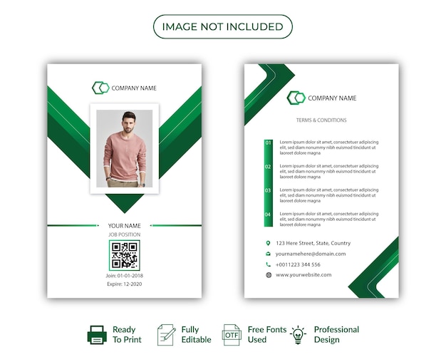 Ilustración de plantilla de tarjeta de identificación de oficina PLANTILLA DE VECTOR