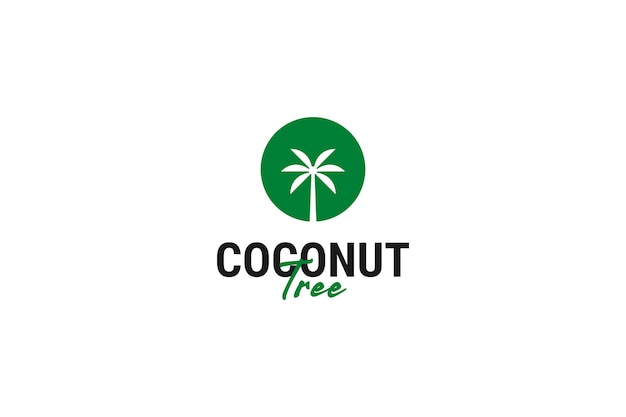 Ilustración de plantilla de vector de diseño de logotipo de árbol de coco plano