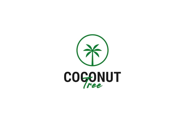 Ilustración de plantilla de vector de diseño de logotipo de árbol de coco plano