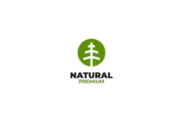 Ilustración de plantilla de vector de diseño de logotipo de árbol ecológico redondeado plano