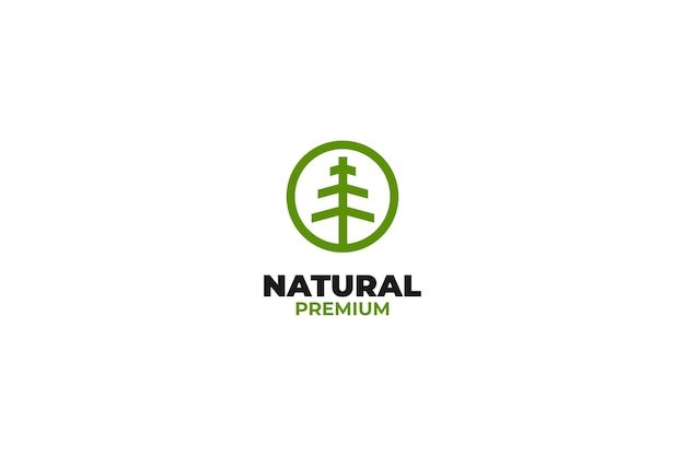 Ilustración de plantilla de vector de diseño de logotipo de árbol ecológico redondeado plano