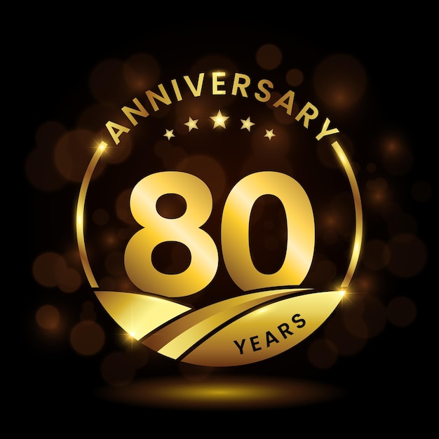 Ilustración de plantilla de vector de diseño de logotipo de celebración de aniversario de 80 años