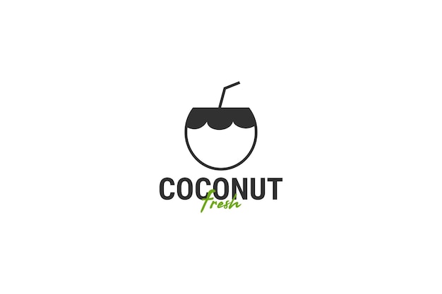 Ilustración de plantilla de vector de diseño de logotipo de icono de coco plano