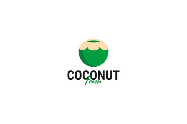 Ilustración de plantilla de vector de diseño de logotipo de icono de coco plano