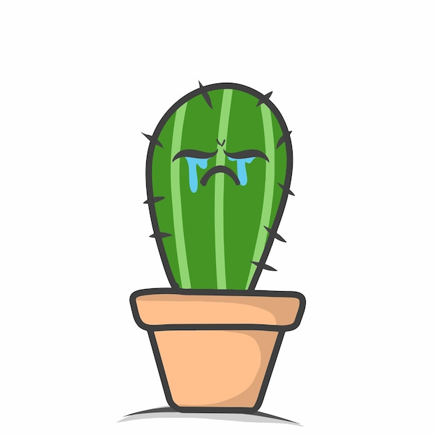 Ilustración de plantilla de vector de diseño de personaje de cactus lindo