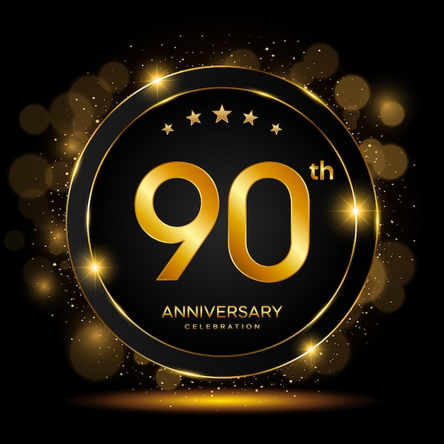 Ilustración de plantilla de vector de diseño de plantilla de aniversario de oro de celebración de 90 aniversario