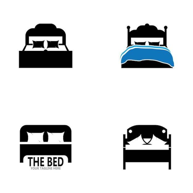 Ilustración de plantilla de vector de icono y símbolo de cama
