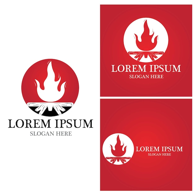 Ilustración de plantilla de vector de logotipo de hoguera