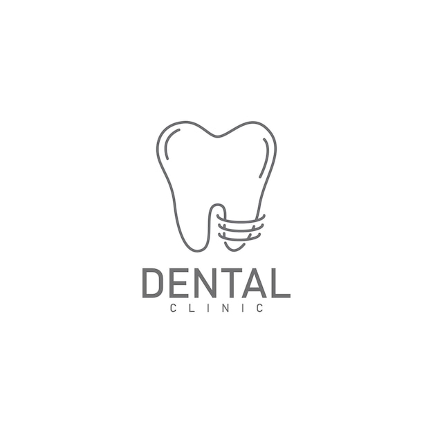 Ilustración de plantilla de vector de logotipo de icono de cuidado dental de estilo de línea dental