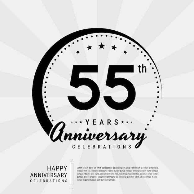 Ilustración de plantilla de vector de plantilla de diseño de aniversario de 55 años