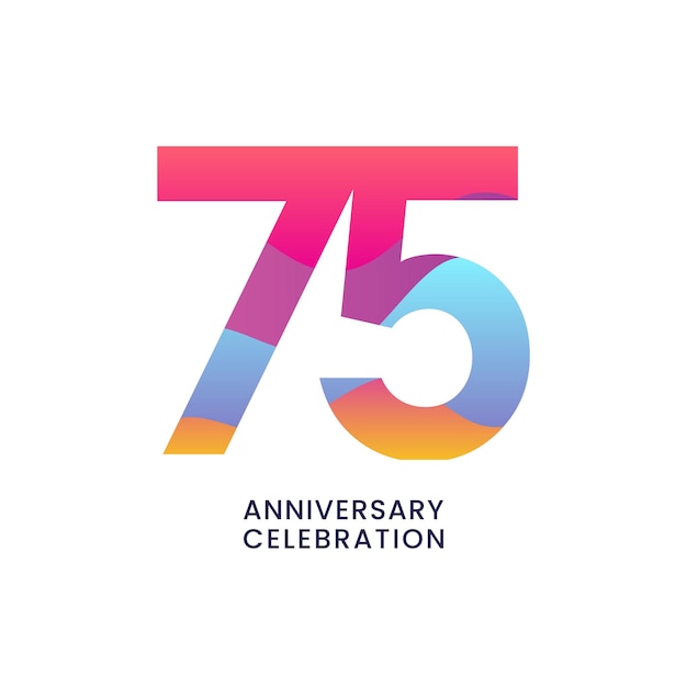 Ilustración de plantilla de vector de plantilla de diseño de celebración de aniversario 75