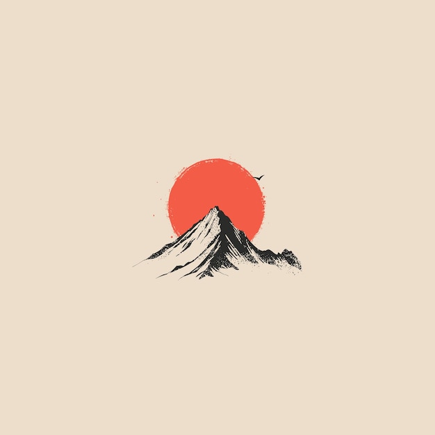 Ilustración de plantilla vectorial de diseño de logotipo de grabado de montaña