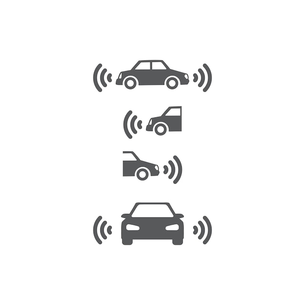 Ilustración de plantilla vectorial del diseño plano de los sensores de seguridad y sonido de los automóviles