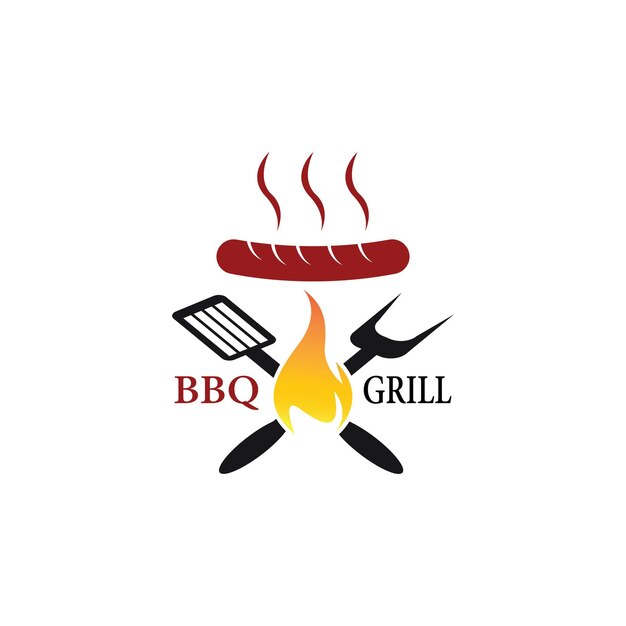 Ilustración de la plantilla vectorial del icono de la parrilla de barbacoa