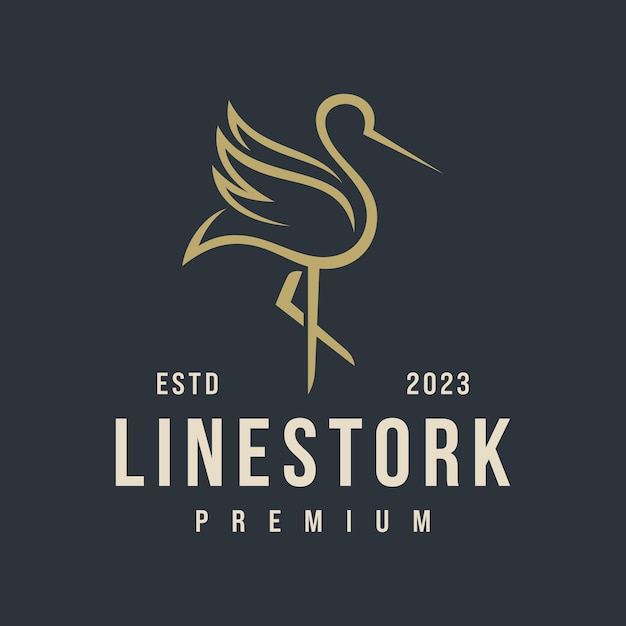 Ilustración de la plantilla vectorial del logotipo de la línea de cigüeña simple