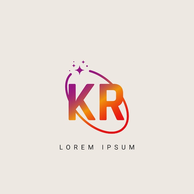 Ilustración de la plantilla vectorial del logotipo único de la letra alfabética KR RK