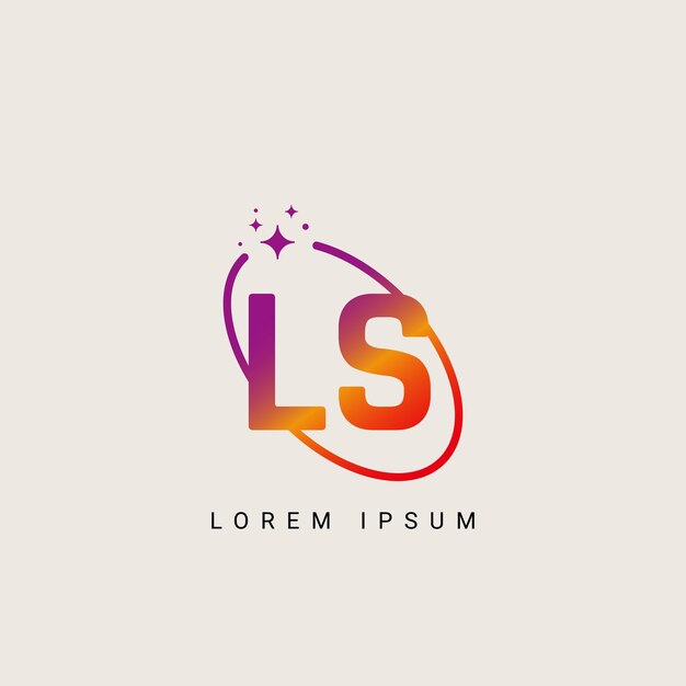 Ilustración de la plantilla vectorial del logotipo único de la letra alfabética LS SL