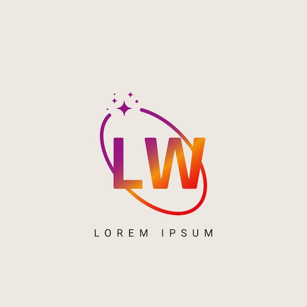 Ilustración de la plantilla vectorial del logotipo único de la letra alfabética LW WL