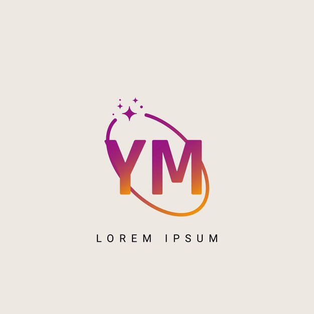 Ilustración de la plantilla vectorial del logotipo único de la letra alfabética YM MY