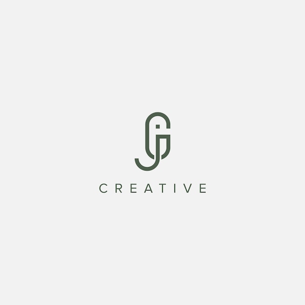 Ilustración de la plantilla vectorial de logotipo único de la letra del alfabeto moderno GJ JG