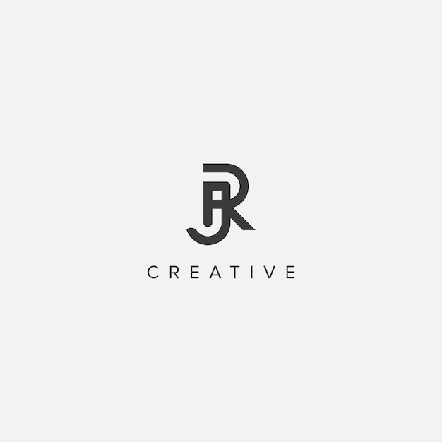 Ilustración de la plantilla vectorial del logotipo único de la letra del alfabeto moderno RJ JR