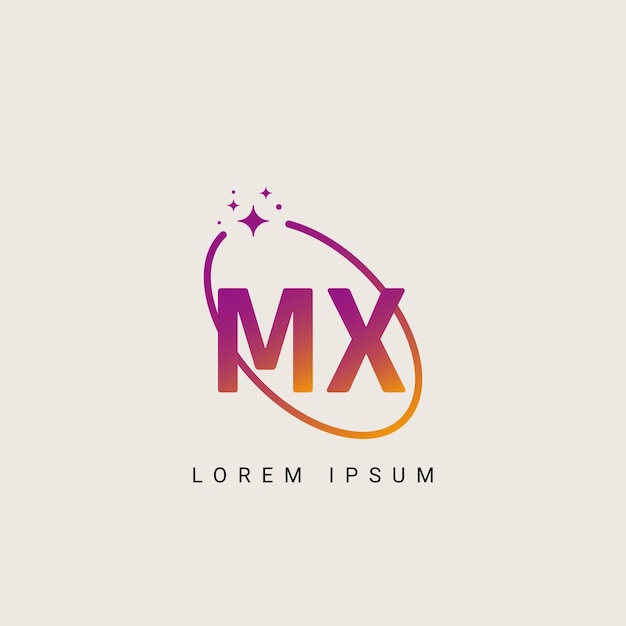 Ilustración de la plantilla vectorial del logotipo único de la letra del alfabeto MX XM