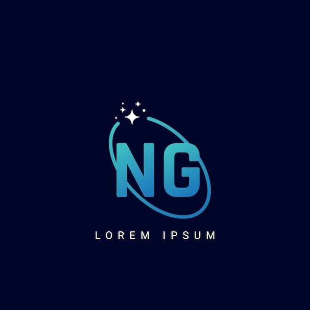 Ilustración de la plantilla vectorial del logotipo único de la letra del alfabeto NG GN