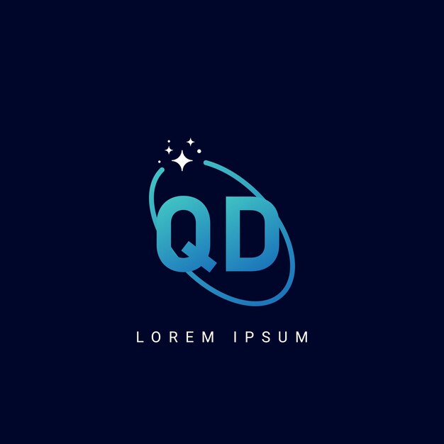 Ilustración de la plantilla vectorial del logotipo único de la letra del alfabeto QD DQ