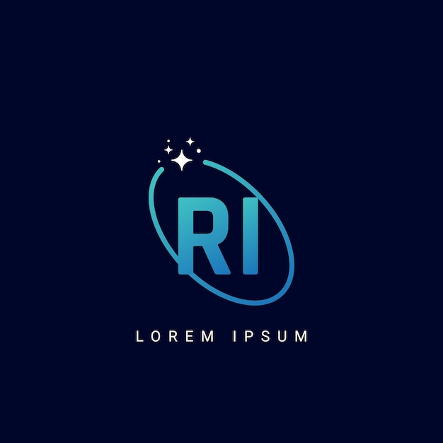 Ilustración de la plantilla vectorial del logotipo único de la letra del alfabeto RI IR