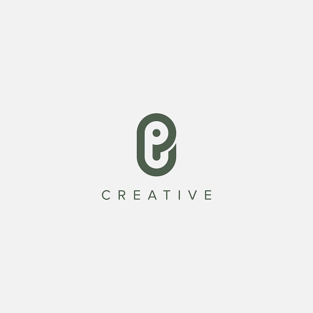 Ilustración de la plantilla vectorial del logotipo único UP PU de la letra del alfabeto moderno