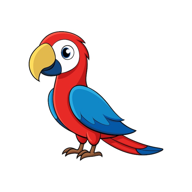 Ilustración de la plantilla vectorial del loro de dibujos animados