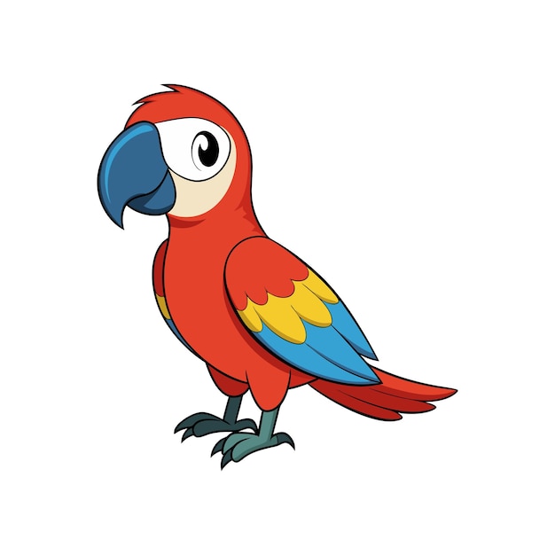 Ilustración de la plantilla vectorial del loro de dibujos animados