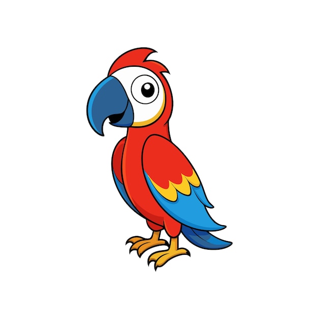 Ilustración de la plantilla vectorial del loro de dibujos animados