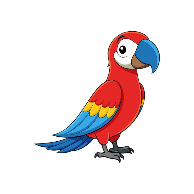 Ilustración de la plantilla vectorial del loro de dibujos animados