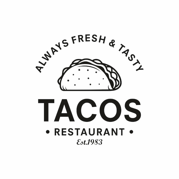 Ilustración de la plantilla vectorial de los tacos de logotipo vintage