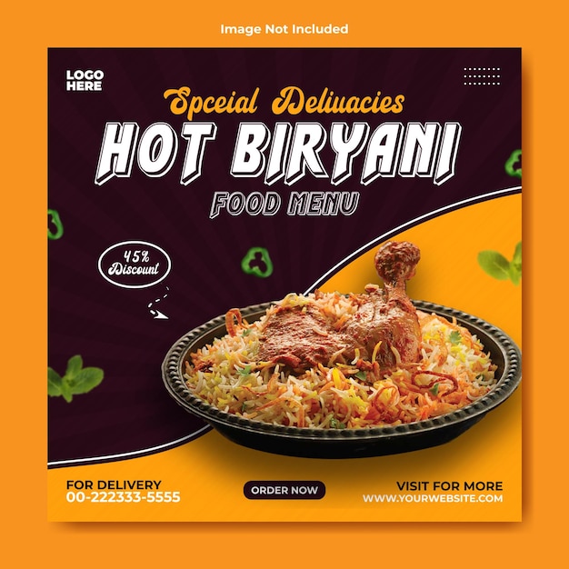 Ilustración de plantillas de publicaciones promocionales de alimentos en Instagram