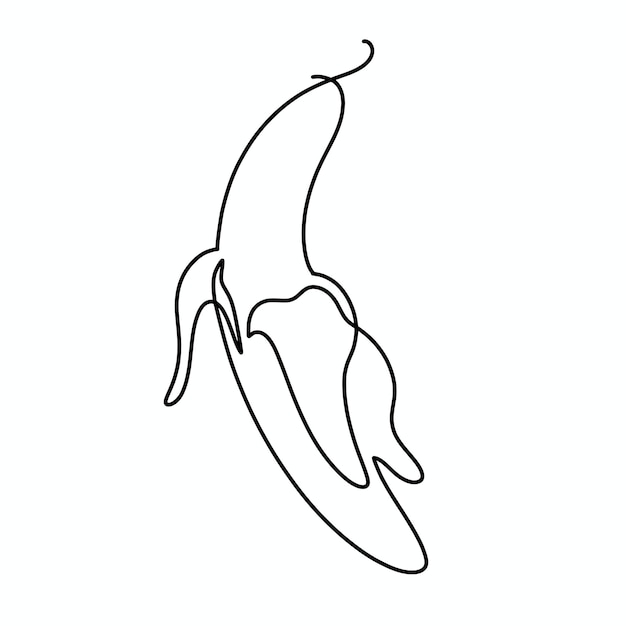 Ilustración de plátano de una línea continua de vector