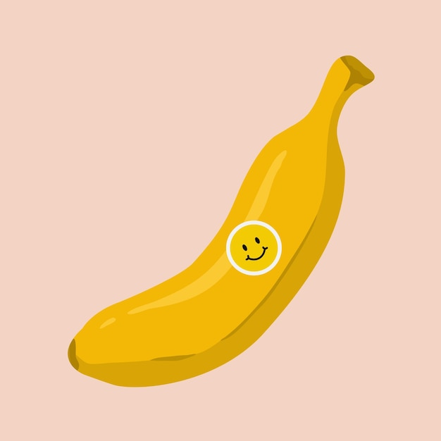 Vector ilustración de un plátano con una pegatina sonriente