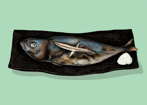 Vector ilustración de plato de pescados japonesa